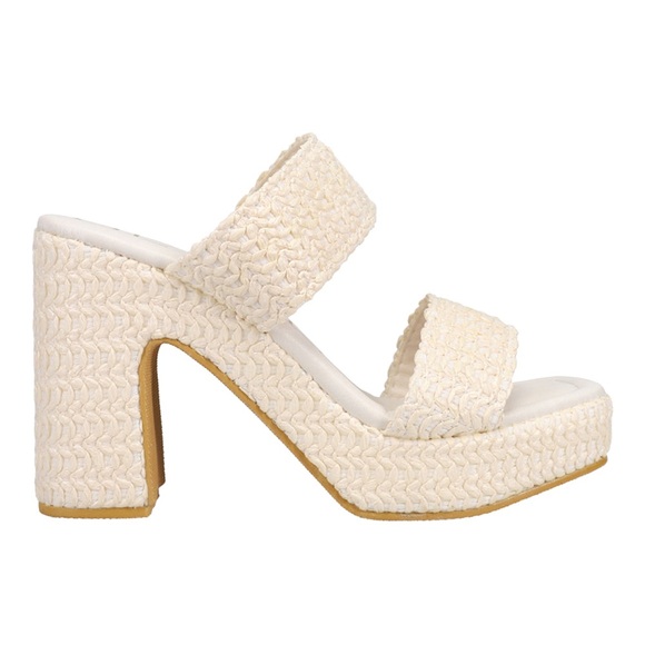 Coconuts by Matisse Shoes - Coconuts by Matisse Off-White Gem Platform Block Heel Sandals